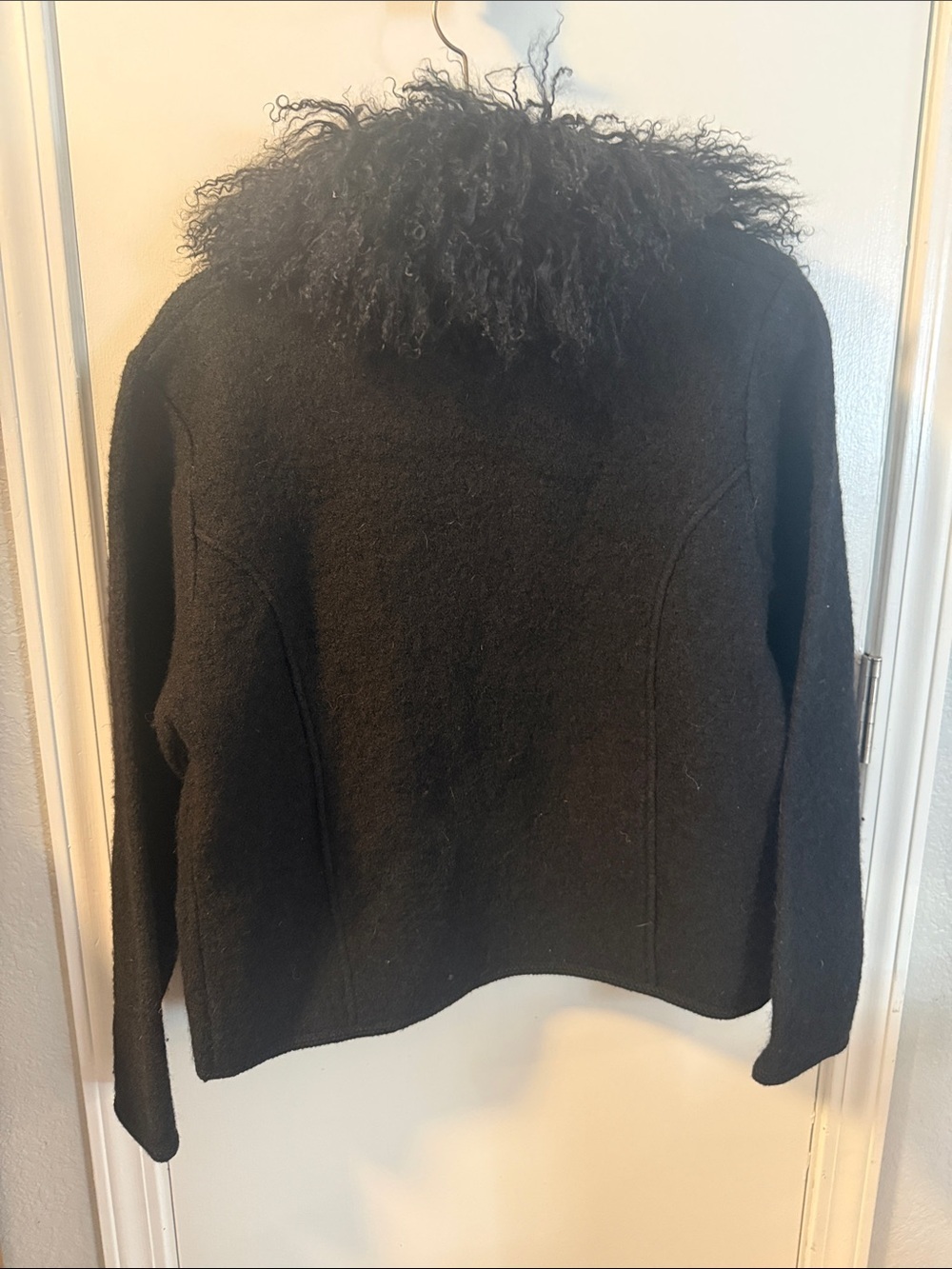 Lisa International Black Jacket with Plush Fur-Trim Collar - Picture 3 of 6